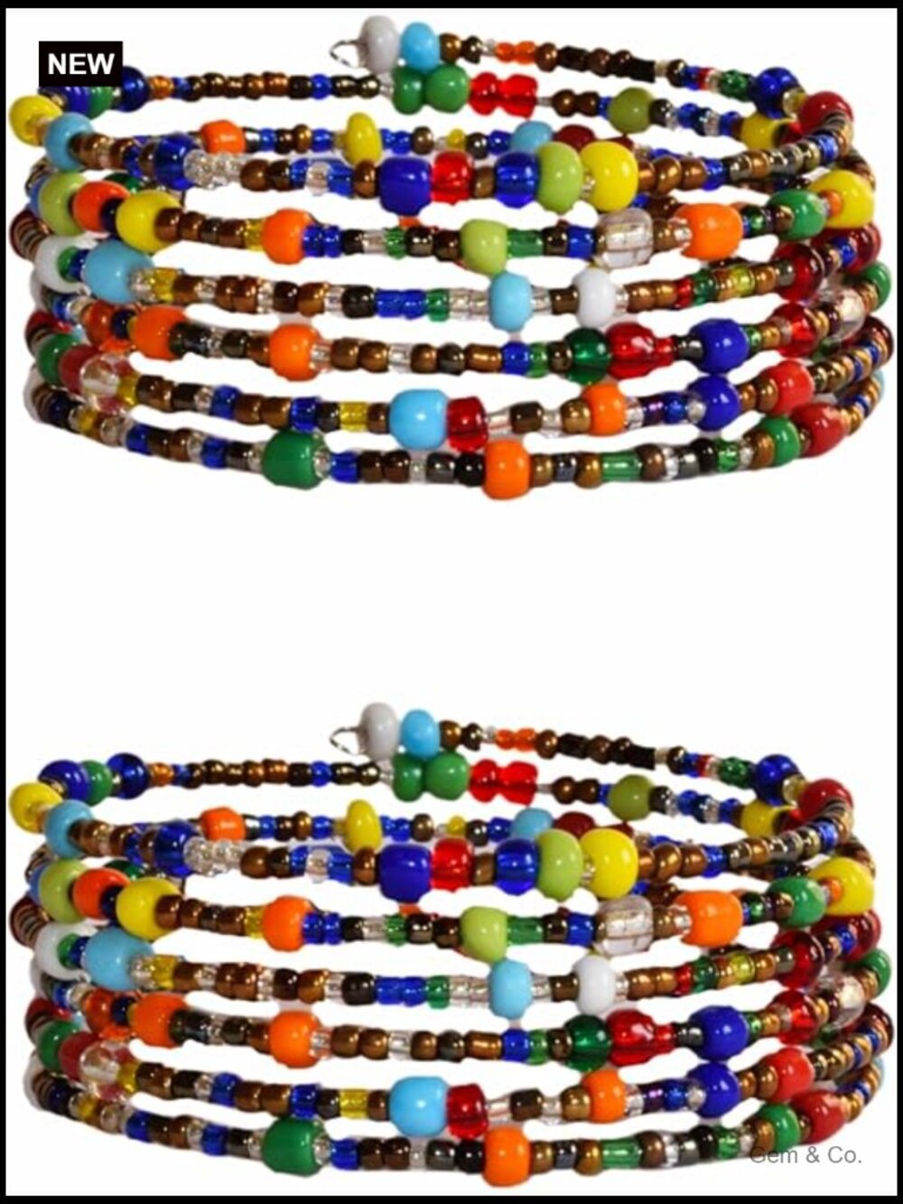 Set of 2 Handmade Beaded Wrap Bracelets - Boho Jewelry